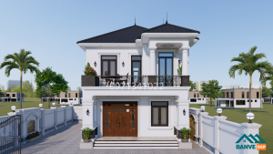 Alternative view of Mẫu Nhà Mái Nhật 2 Tầng 8.5x10.6m - Thiết Kế 5 Phòng Ngủ Hiện Đại