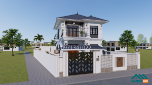 Alternative view of Bản Vẽ Nhà 2 Tầng Mái Nhật 8.5x15.5m Hiện Đại - 4 Phòng Ngủ Tiện Nghi