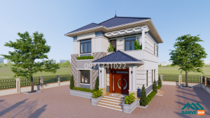 Alternative view of Bản vẽ nhà mái nhật 2 tầng 9.5x11m 4 phòng ngủ hiện đại