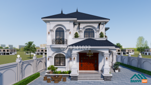 Alternative view of Bản Vẽ Nhà Mái Nhật 2 Tầng 9.3x12.85m - 5 Phòng Ngủ Tiện Nghi