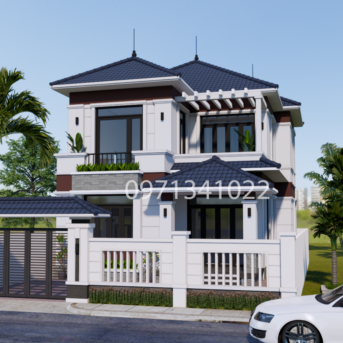 Nhà Mái Nhật 2 Tầng 8x12.85m – Thiết Kế Đẹp Hiện Đại, 4 Phòng Ngủ Tiện Nghi