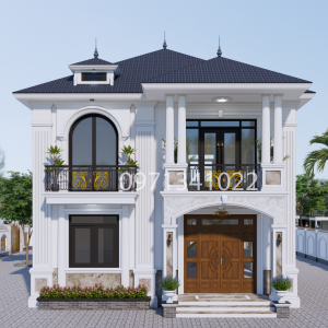 Bản Vẽ Nhà Mái Nhật 2 Tầng 9x12m Phong Cách Tân Cổ Điển Sang Trọng