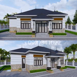 Bản vẽ nhà mái nhật cấp 4 kích thước 15x10m 3 phòng ngủ