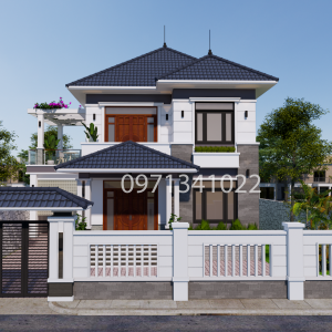 Bản Vẽ Nhà 2 Tầng Mái Nhật 8x12.55m Hiện Đại - Công Năng 4 Phòng Ngủ