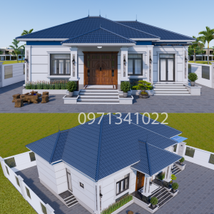 Bản Vẽ Nhà Mái Nhật 1 Tầng 16.5x10m - Thiết Kế 4 Phòng Ngủ Đẹp Hiện Đại
