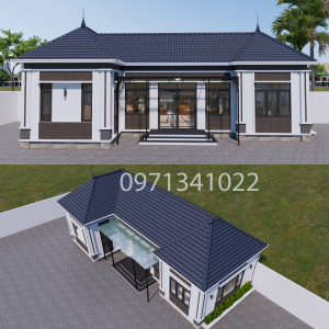 Mẫu Nhà Mái Nhật 1 Tầng 15x7.5m Móng Băng - Thiết kế 3 Phòng Ngủ