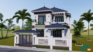 Alternative view of Nhà Mái Nhật 2 Tầng 8x12.85m – Thiết Kế Đẹp Hiện Đại, 4 Phòng Ngủ Tiện Nghi