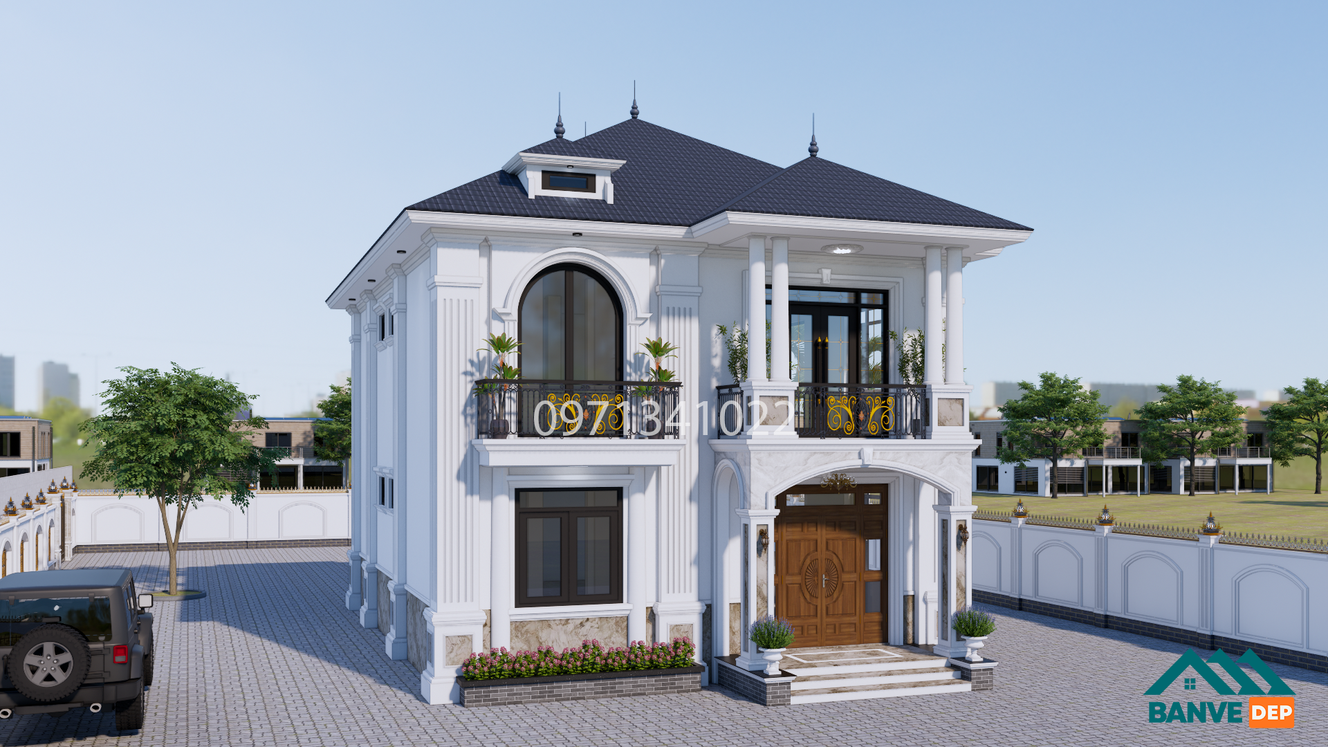 Bản Vẽ Nhà Mái Nhật 2 Tầng 9x12m Phong Cách Tân Cổ Điển Sang Trọng - Ảnh 3