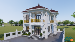 Alternative view of Bản Vẽ Nhà Mái Nhật 2 Tầng 8.4x12m Hiện Đại - Thiết Kế 4 Phòng Ngủ