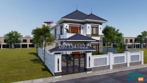 Alternative view of Bản Vẽ Nhà 2 Tầng Mái Nhật 8x12.55m Hiện Đại - Công Năng 4 Phòng Ngủ