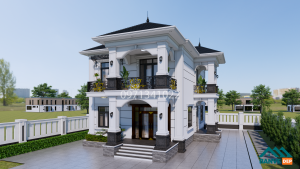 Alternative view of Bản Vẽ Nhà Mái Nhật 2 Tầng 8.5x13m - Thiết Kế 5 Phòng Ngủ Hiện Đại, Sang Trọng