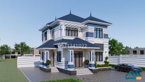 Alternative view of Bản Vẽ Nhà Mái Nhật 2 Tầng 10.2x12m - Phong Cách Hiện Đại