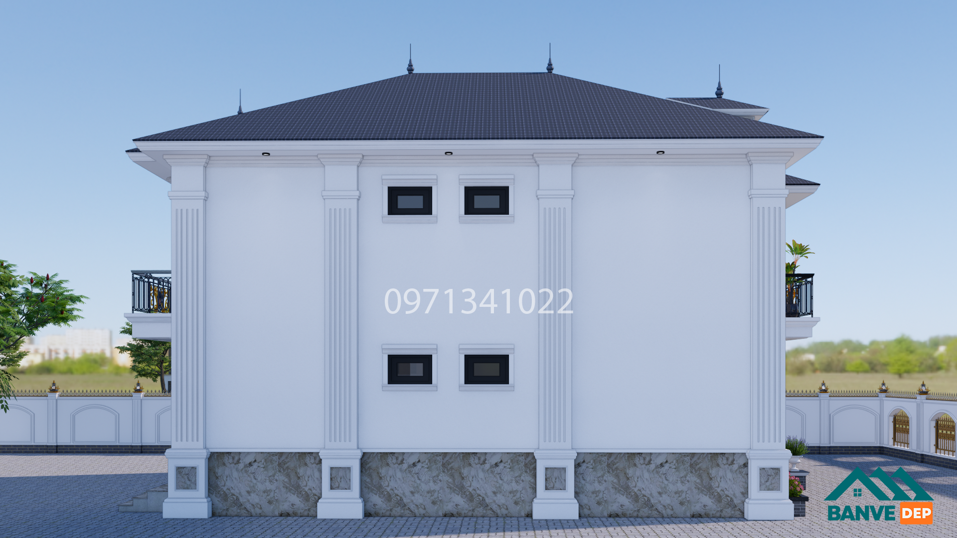 Bản Vẽ Nhà Mái Nhật 2 Tầng 9x12m Phong Cách Tân Cổ Điển Sang Trọng - Ảnh 5