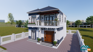 Alternative view of Mẫu Nhà Mái Nhật 2 Tầng 9x12m - Thiết Kế 5 Phòng Ngủ