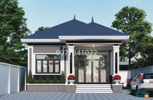Alternative view of Bản Vẽ Nhà Mái Nhật 1 Tầng 8.6x13.9m - Thiết Kế 3 Phòng Ngủ Tiện Nghi
